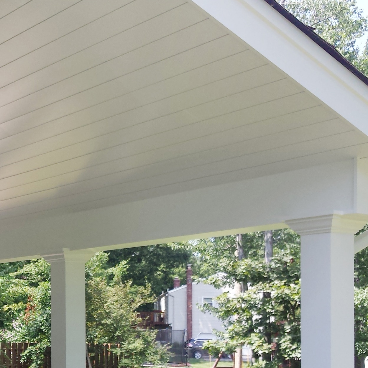 Shiplap exterior ceiling for patio