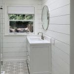 Shiplap, Mirror, Tiles Complete this Bathroom