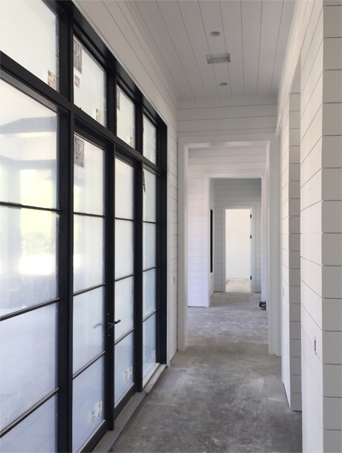 Shiplap Hallway with Black Windows - WindsorONE