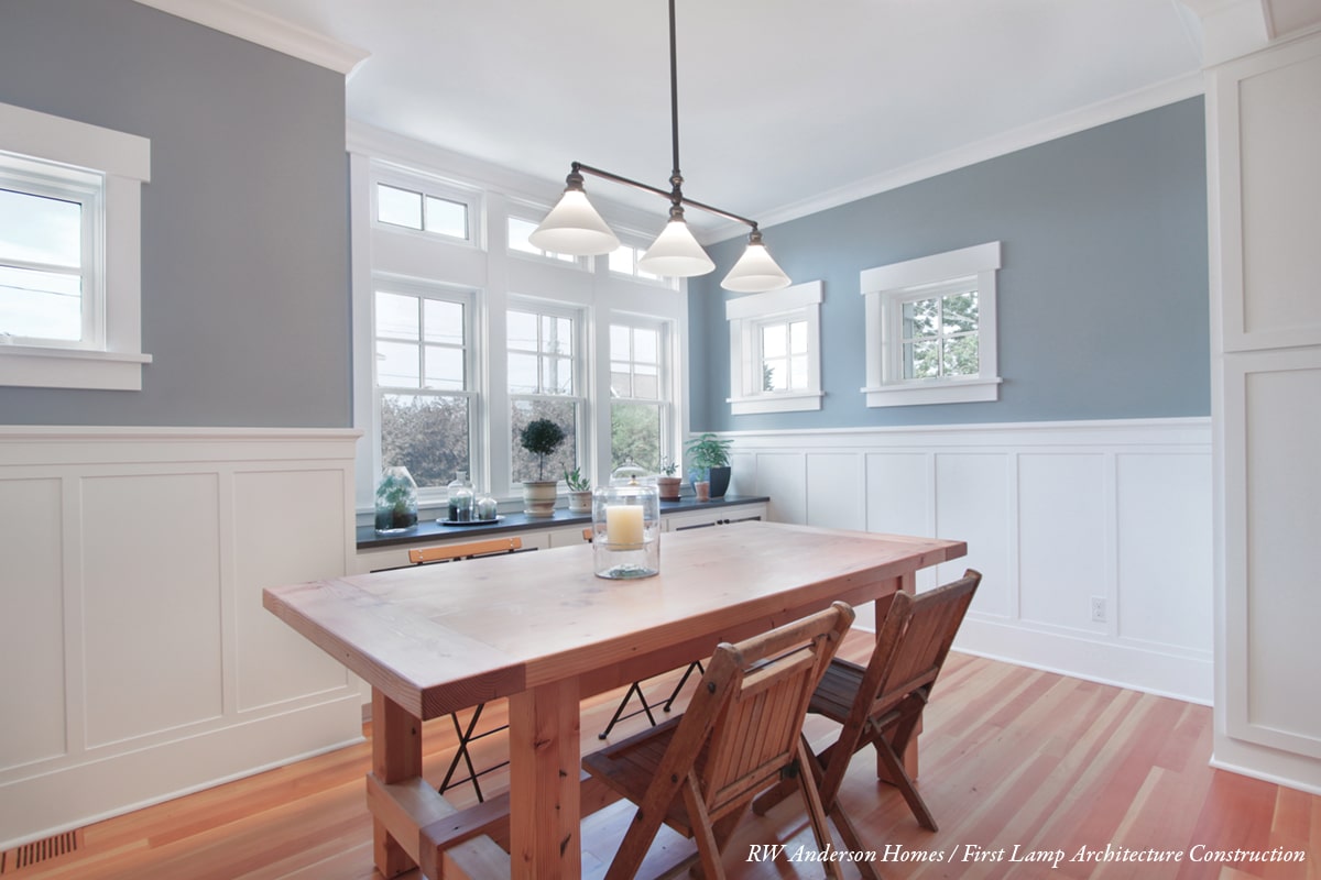 shaker wainscoting in dining room