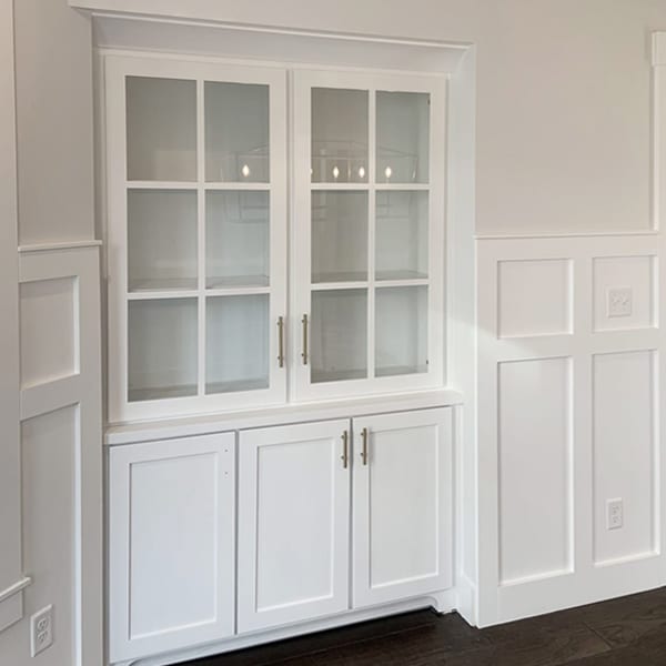 Built-ins with Display Case & Wainscoting - WindsorONE