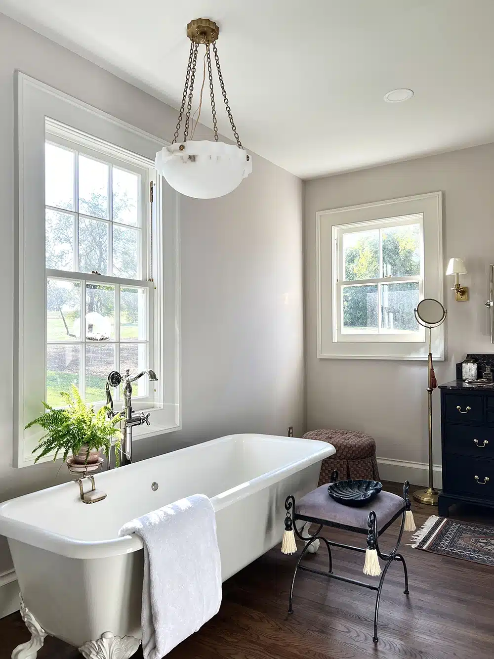 Bath windows with Greek Revival Casing