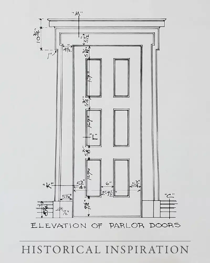 Historical Drawing of Splayed Casing, Parlor Doors