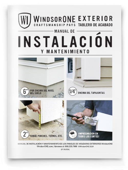 Manual de Instrucciones de WindsorONE para instalar tableros de molduras de madera en el exterior, cómo instalar revestimientos, fascias, plafones, revestimiento de columnas y tapa de porches