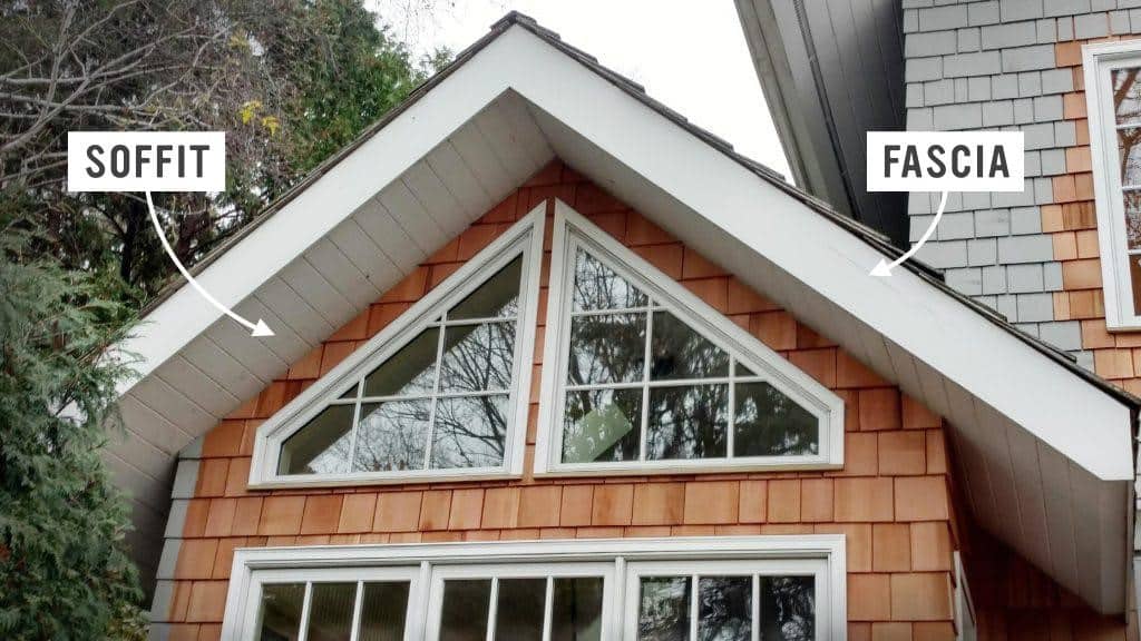 Showing the difference between soffits and fascia