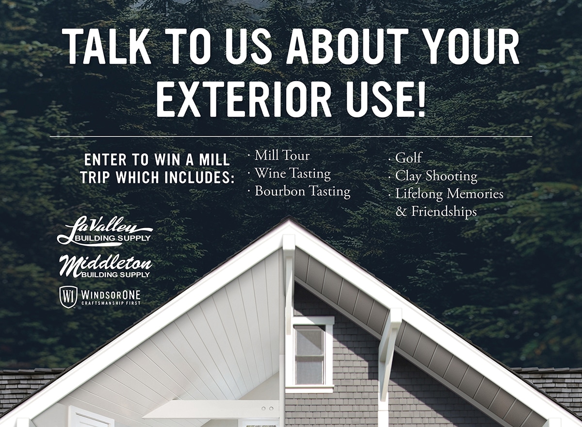 Contest header with split house of interior exterior trim