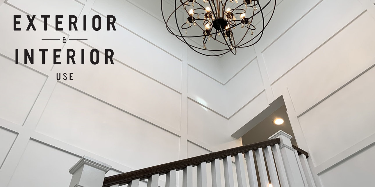 Exterior trim boards used on the interior of the home, flat panel wainscoting up the wall