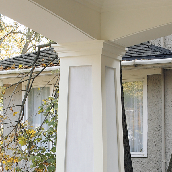 Tapered column wrap exterior protected trim boards