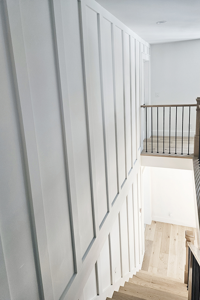 Board and batten on the wall looking down the stairwell