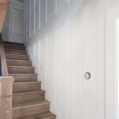 Board and Batten Walls up the Stairwell