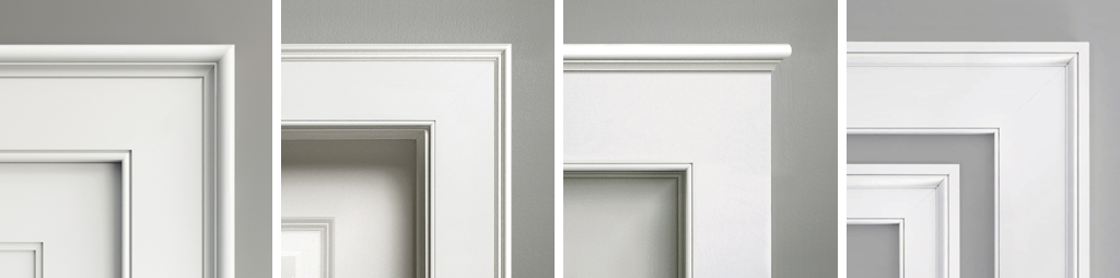 Various styles of molding corners with beaded casing boards