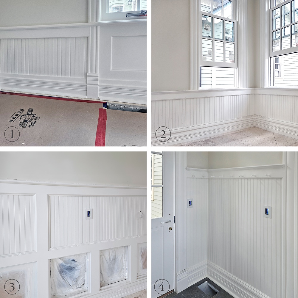 Wainscoting in one room shown 4 ways