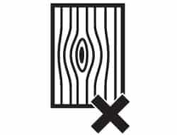Icon of wood board with a knot and an x over it