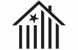icon of an American flag in the shape of a house; the Build America icon