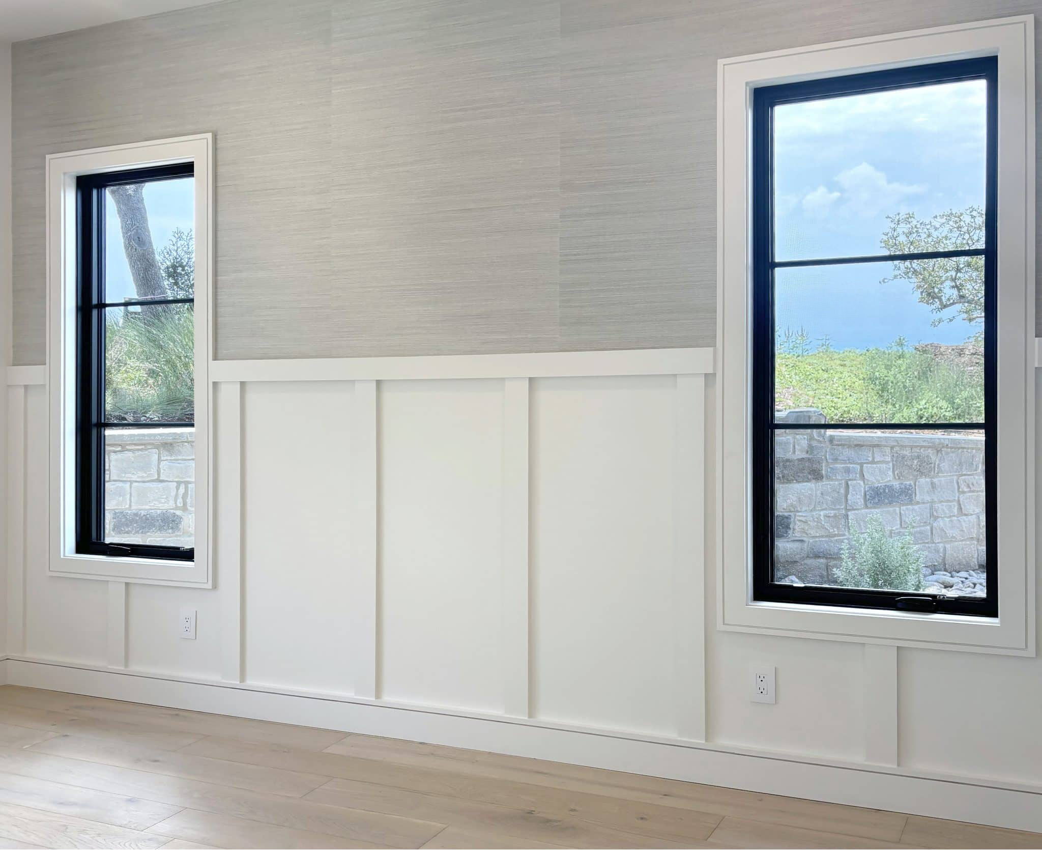 Interior with s4s window trim flat stock and board and batten wainscoting