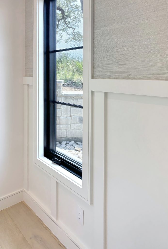 Detail of window and board and batten wainscoting