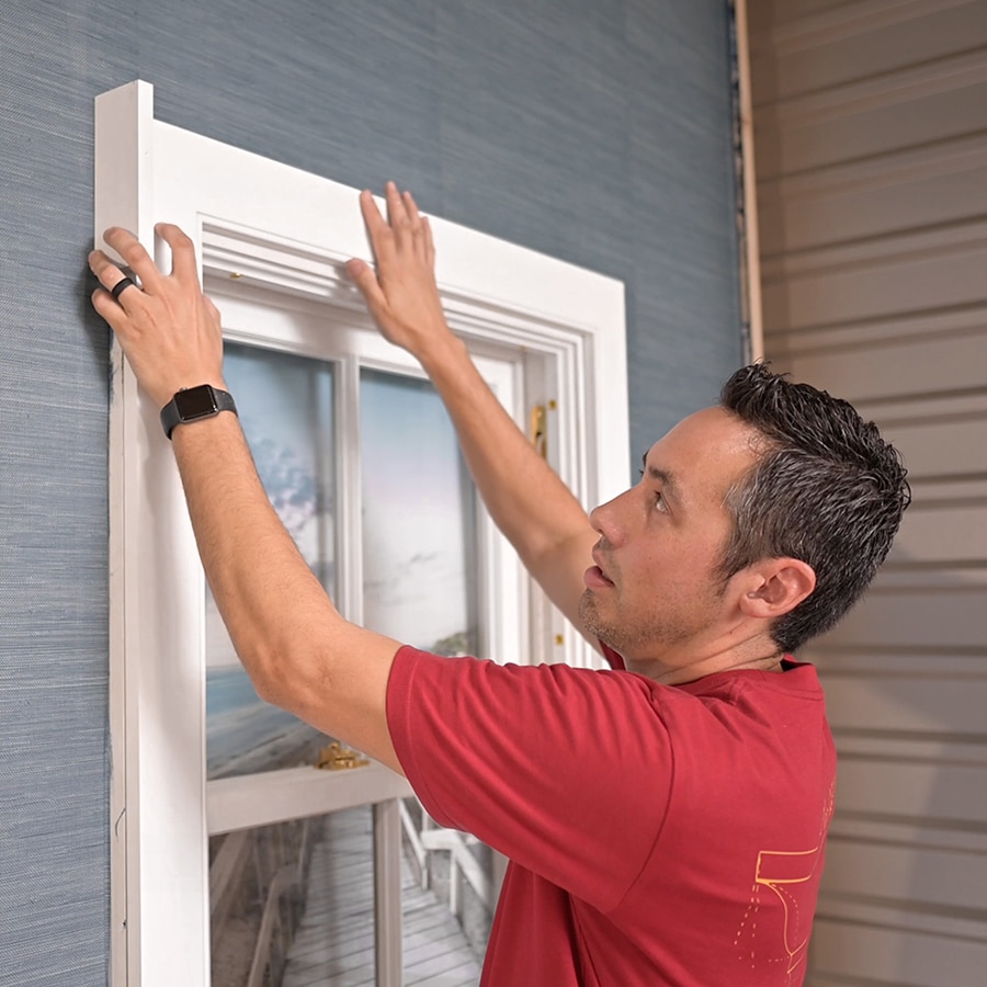 Testing the backband on the window casing