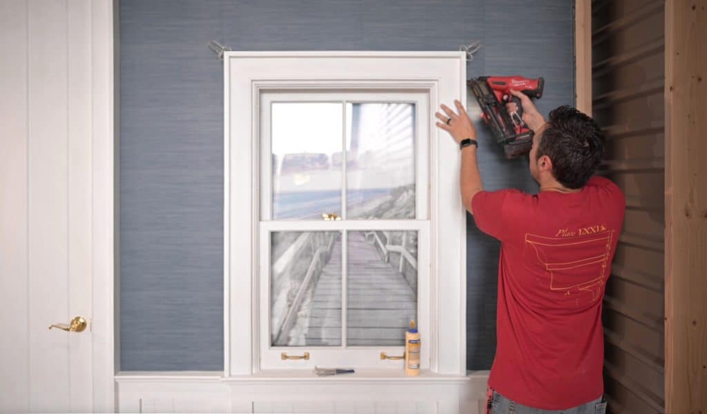 Richard from Finish Carpentry TV installing window casing buildup